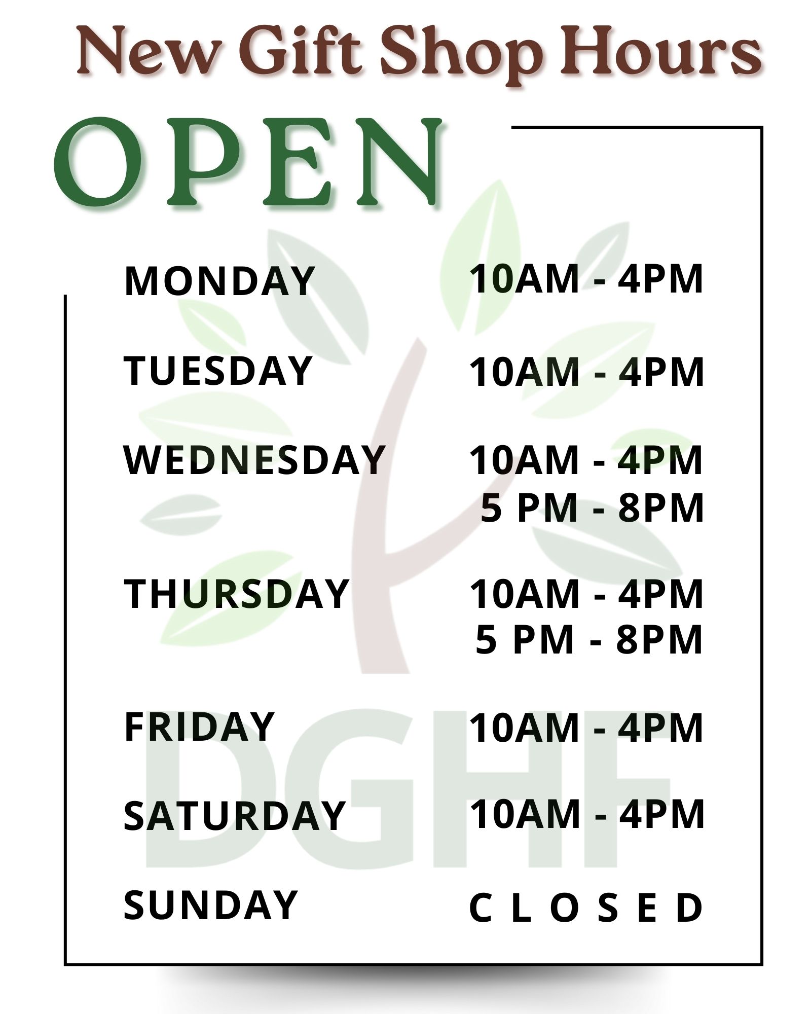 Gift Shop Hours